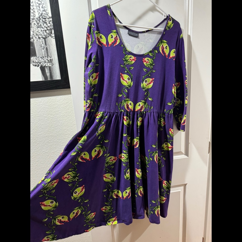 Rare! PUG Hannah Swing Dress in Venus Fly Trap Print, 3X - stretchy